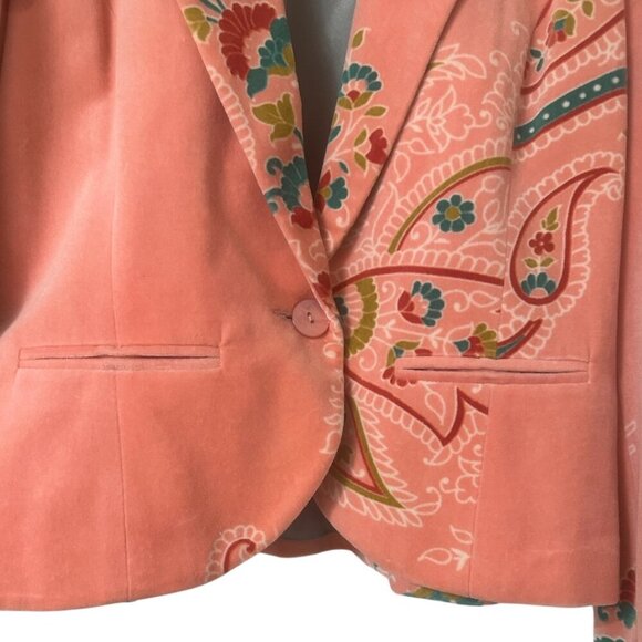 Rare Matthew Williamson Pink Velvet Floral Paisley Blazer Jacket 8 Vintage Y2K - Picture 6 of 12